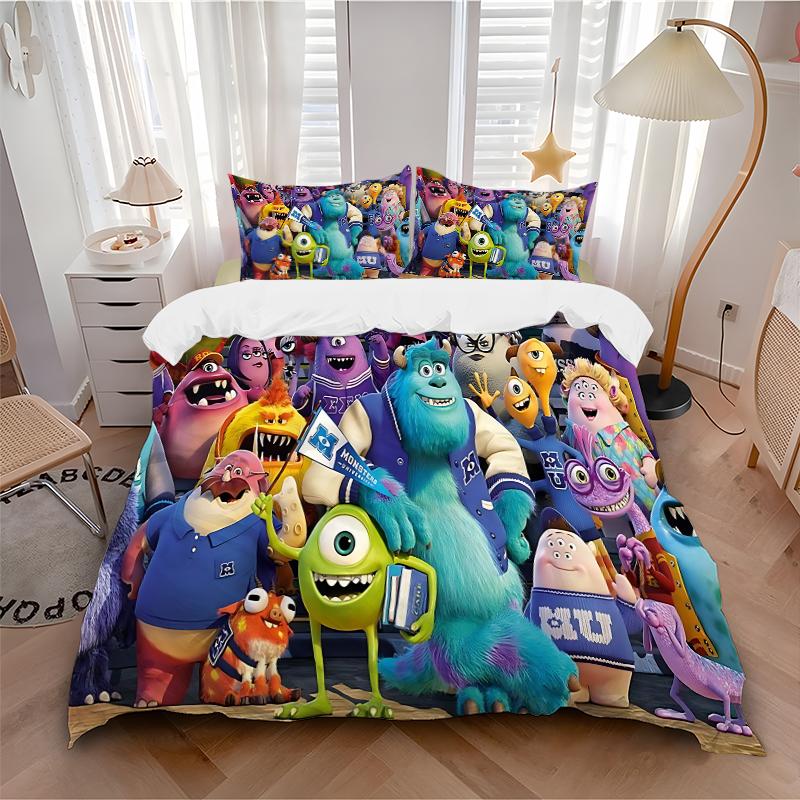 Monsters University Mascot Squad Printed 3pcs Bedding Set Soft Microfiber 1 Duvet Cover And 2 Pillowcases Home Bedroom Decor Xmas Gift Q1791