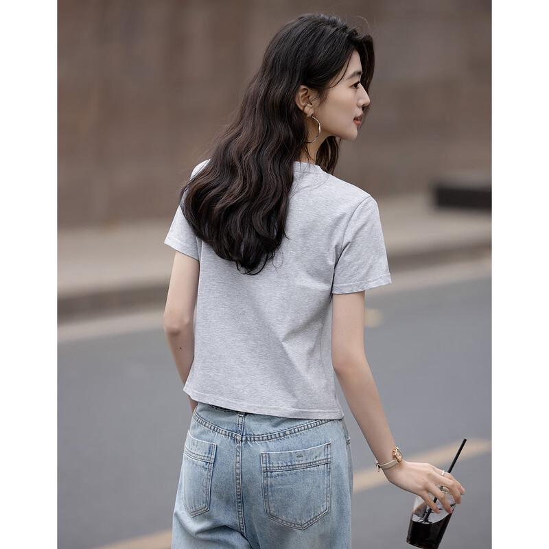 Demana Damen Sommer Perlenblume Kurzarm T-Shirt