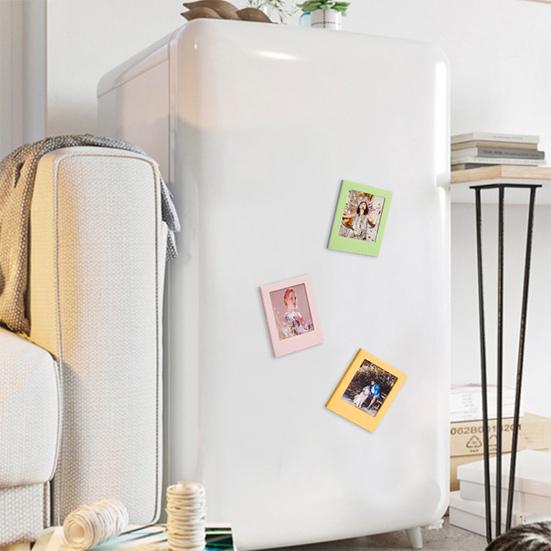 2Pcs Fridge Magnetic Photo Frame Exquisite Workmanship Colorful Strong Magnet Picture Frames for Home Room