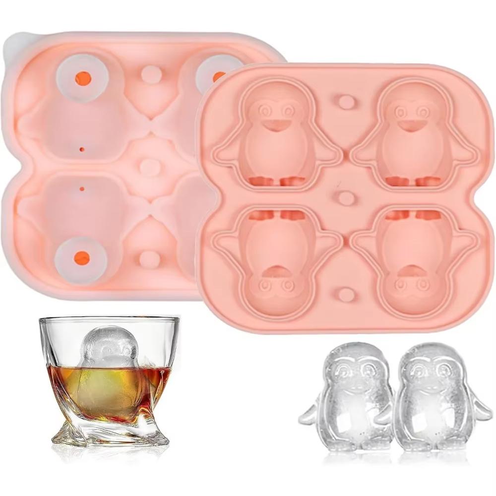 

Ice Cube Tray,Silicone Ice Cube Tray with Lid,Penguin Ice Cube Trays for Whiskey Cocktails Gin Beer Juice, DIY Ice Cube Mold розовый