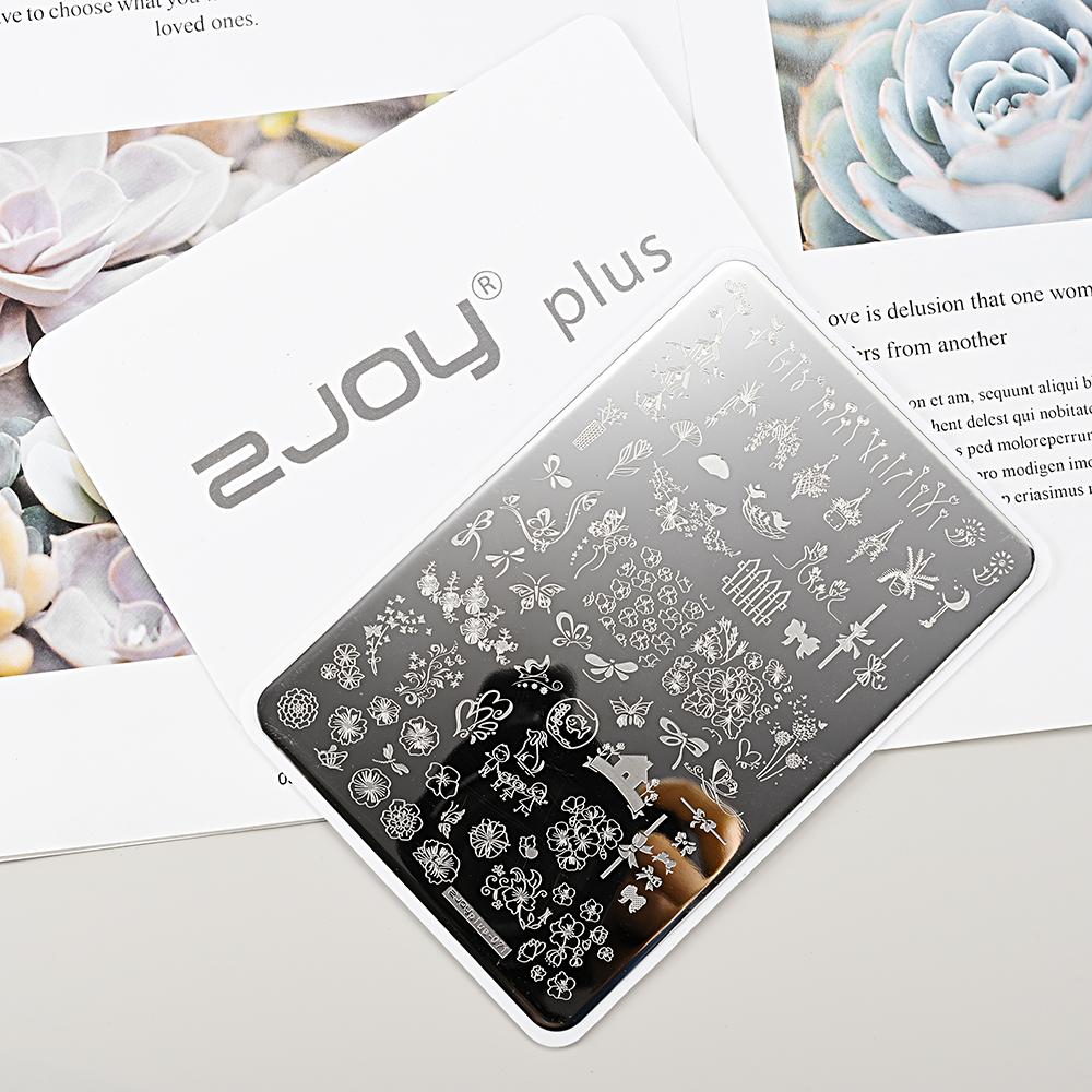 Destičky na ražení nehtů Zimní linky svetru s pruhovaným vzorem Šablony na nehty DIY geometrický kostkovaný design nehtová deska Obrázek Decoratio