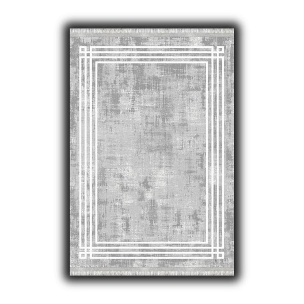 Modern Gray Striped Carpet - Tassel Runner, Non-Slip Base Rug, Washable Area Rug