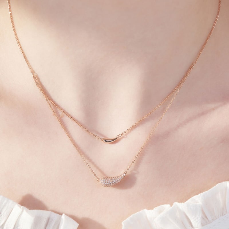 ELLE Jewelry Two-Line Layered Waterdrop Necklace ELBRNN232