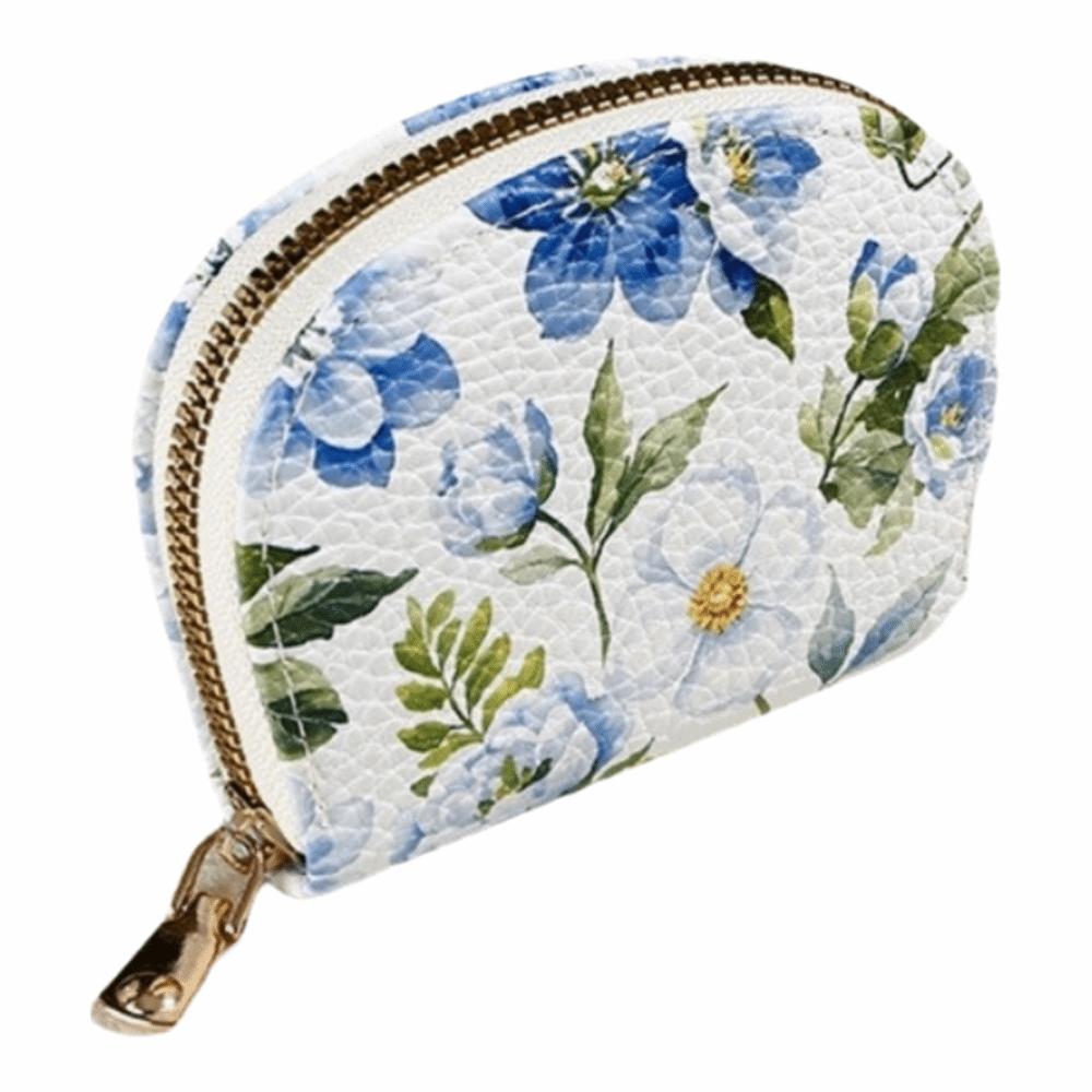 

Vintage Floral Printed Coin Purse Zipper PU Change Money Organizers Storage Bag Mini Clutch Purse Gift
