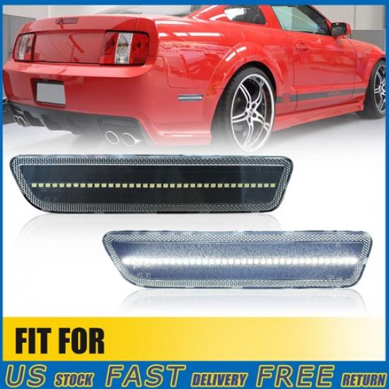 Clear Rear Bumper Reflector Side Marker White LED Light For 2005-09 Ford Mustang