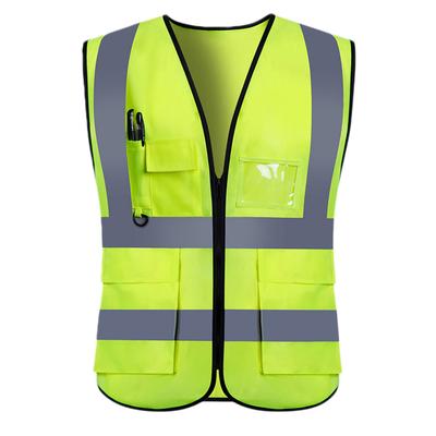 Adults High Visibility 5 Pockets Safety Reflective Zipper Vest Warning Waistcoat