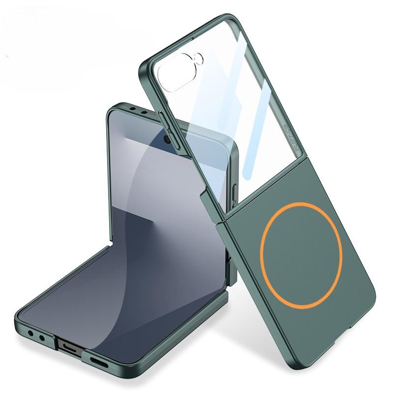 Luxury Slim Matte Magsafe Phone Case for Samsung Galaxy Z Flip 7 Flip7 ZFlip7 Built-in Screen Protector Full Protection Cover