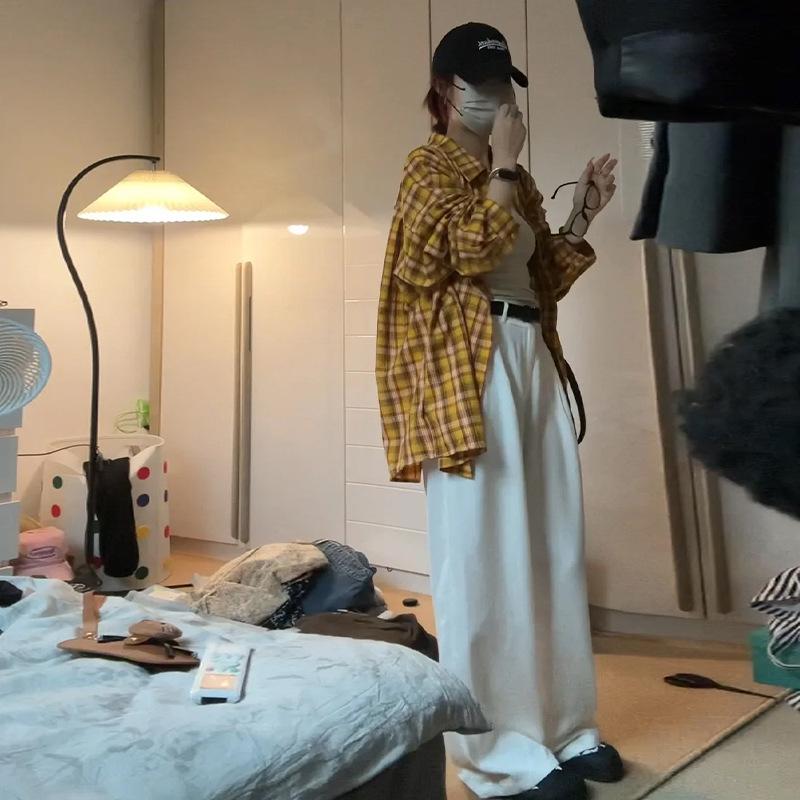 

Women s Retro Yellow Striped Plaid Shirt Jacket, Sun Protection, Mid-Length Top for Spring and Autumn 2XL жовтий