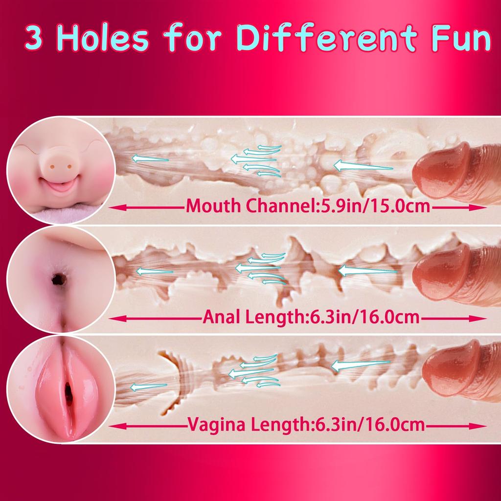 Realistic Sex Doll Male Masturbator Cute Piggy,Sex Toys for Men,Full Size Sex Doll Torso for Vaginal Anal Oral Sex Pocket Female Sex Torso Adult Toys
