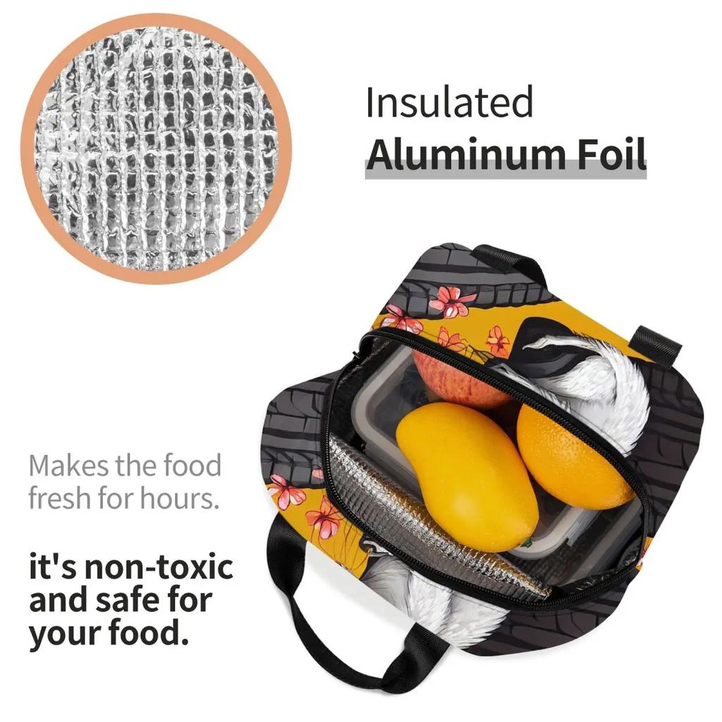 Opossum Auf Reifen Tragbare Lunchboxen für Frauen Auslaufsicher Tier Haustier Thermokühltasche Lebensmittel Isoliert Lunchtasche Büro Arbeit