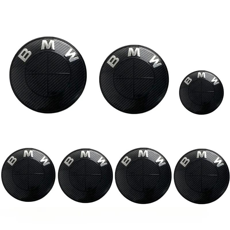 

7 new BMW badge logo front and rear logos 82mm 74mm 4 68/56mm wheel covers+46mm steering stickers complete car badge kit. 68MM