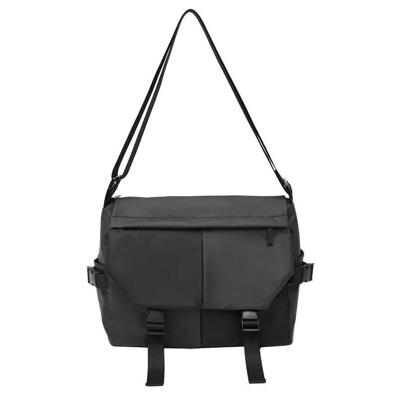 Unisex Solid Nylon Messenger Bag  Large Capacity  Lightweight  Waterproof  Casual  Shoulder Bag  Comfortable Fabric  Travel Crossbody Bag