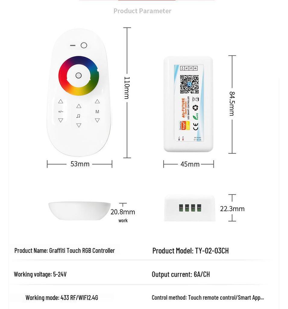 RGB Graffiti Smart Speaker: WIFI & 2.4G Touch Remote, Voice-Controlled.