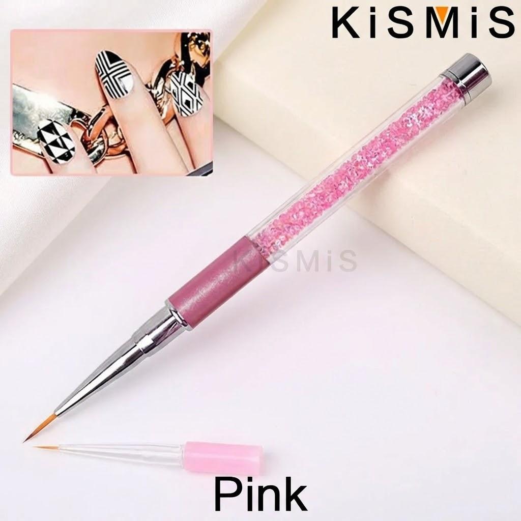

Professional Acrylic Nail Art Brush Pen with Cap Glitter Handle Gel Nail Manicure Brushes for Easy Nail Design рожевий