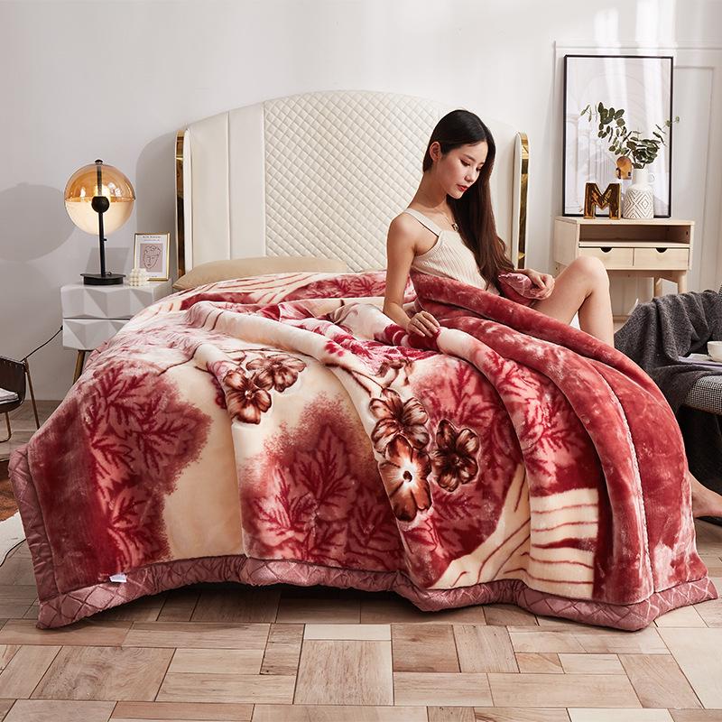 Winter Raschel Double-Layer Coral Fleece Blanket - Super Soft Wedding Gift