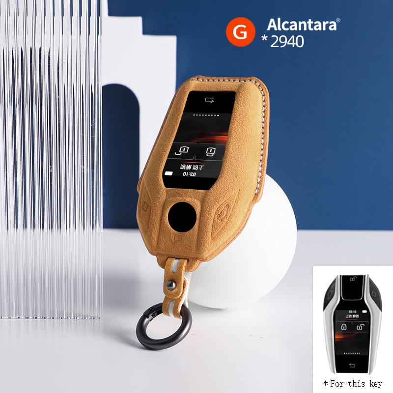 Alcantara For Bmw 1 3 5 7 Series X1 X3 X5 X6 X7 F30 G20 F34 F31 G30 G01 F15 G05 I3 Car Key Case Remote Suede Keychain Cover