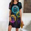 Fashion 3D Print Summer Dress Loose Casual Short Sleeve O-Neck Mini Dress