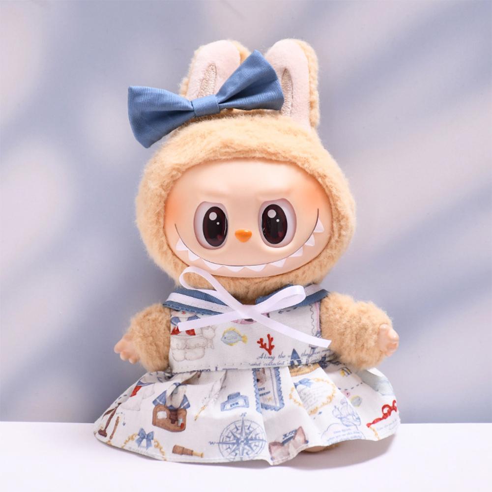 For 17cm Labubu Doll Clothes Fashion Clothes Navy Dress Doll Clothes Color Match Camera Dolls Accessories Cute Little Cloths