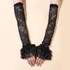 Girl's Lace Gloves - Trendy Y2K Sun Protection Sleeves with Hollow Design