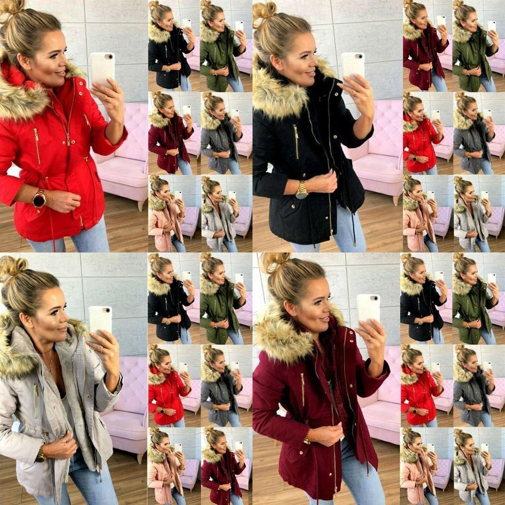 Fur Womens Winter Lined Parka Hooded Jacket Warm Thick Overcoats Outwear Coats
