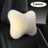 2Pcs Luxury Plush Car Headrest Pillows Soft Foam Filled for Neck Support Travel Accessories for Long Drives, Stylish Car Interior, Cozy Travel Pillow