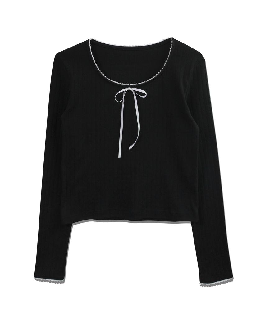 5OML Lace Punched Ribbon Long Sleeve (Black)
