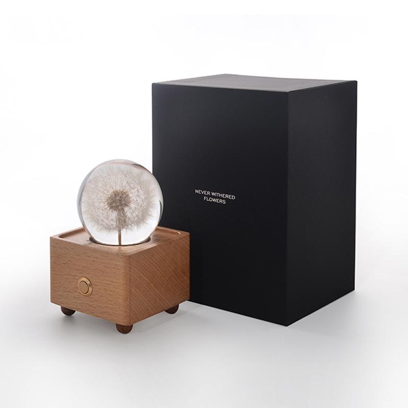 Dandelion Bluetooth Speaker Night Light: Crystal Ball with Preserved Flower - Unique Christmas/Birthday Gift