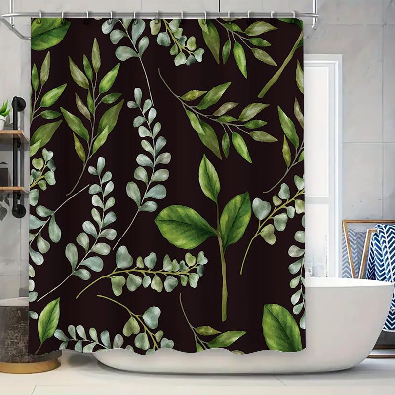 

Green Leaves Shower Curtain Dark Green Light Green Floral Design Watercolor Print Extra Long 72 x 84 Inches Waterproof Fabric fo 90x180cm
