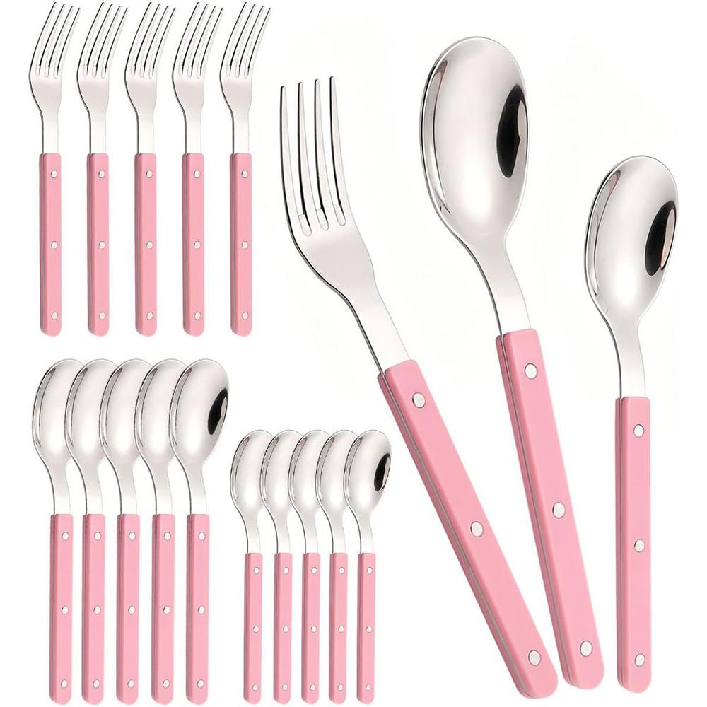 18Pcs ABS Handle Rivets Decoration Cutlery Set Stainless Steels Dinner Set Fork Spoon Western Dinnerware Kitchen Flatware