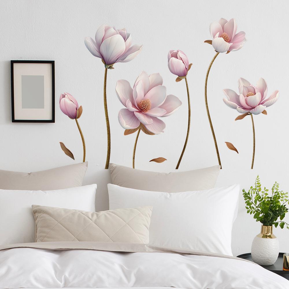 Kinesisk stil Relieffblomma Dekorativa Väggklistermärken för Sovrum Vardagsrum Entréhall Hem Bakgrund