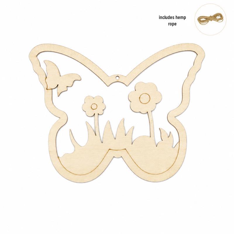 Handmade Wooden Butterfly Flower DIY Kit - Creative Hanging Ornament & Hand-painted Blank Pendant