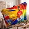 Coperta in pile personalizzata Lamine Yamal con logo del calcio, testo con nome personalizzato, morbida, calda, coperta da divano per la casa