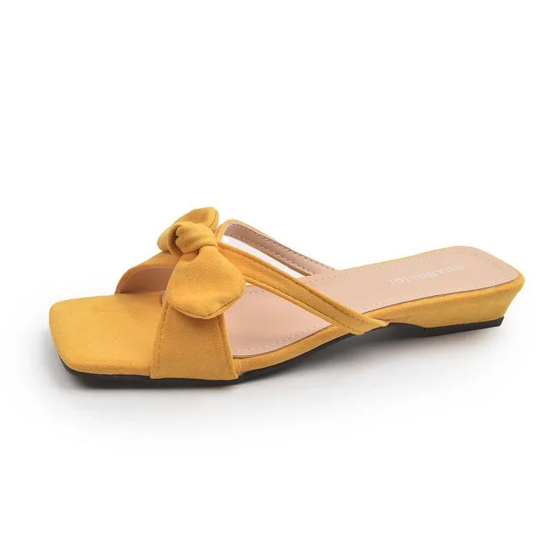 Gentle Fairy Style Butterfly Knot Low Heel Sandals Women's Summer New Coarse Heel Match Skirts Outdoor Wear Polyurethane