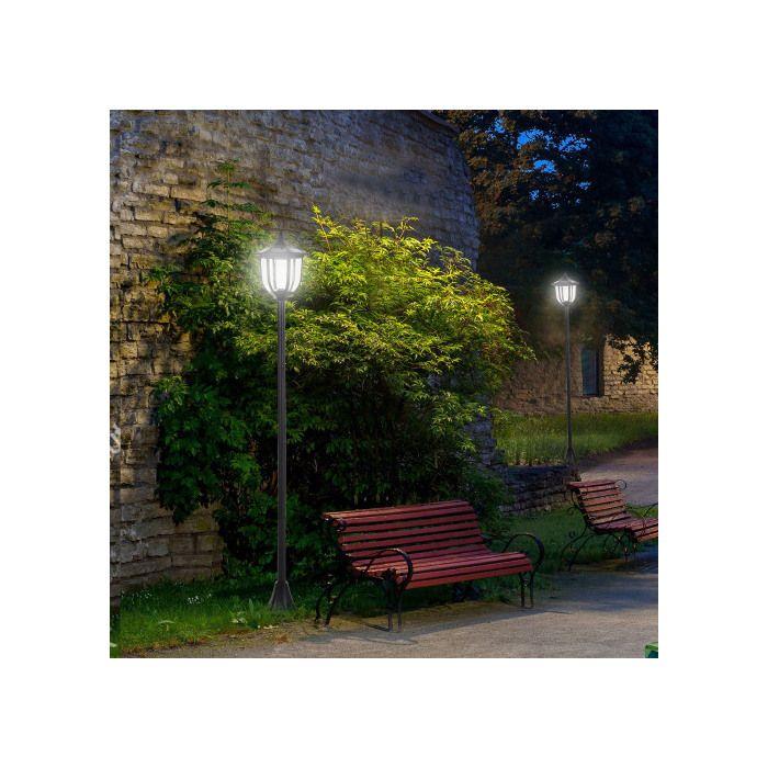 Lampe de jardin - MUVOE - Solaire LED - 30/60 lumens - Plastique noir - Ø 26.5 x H 177 cm