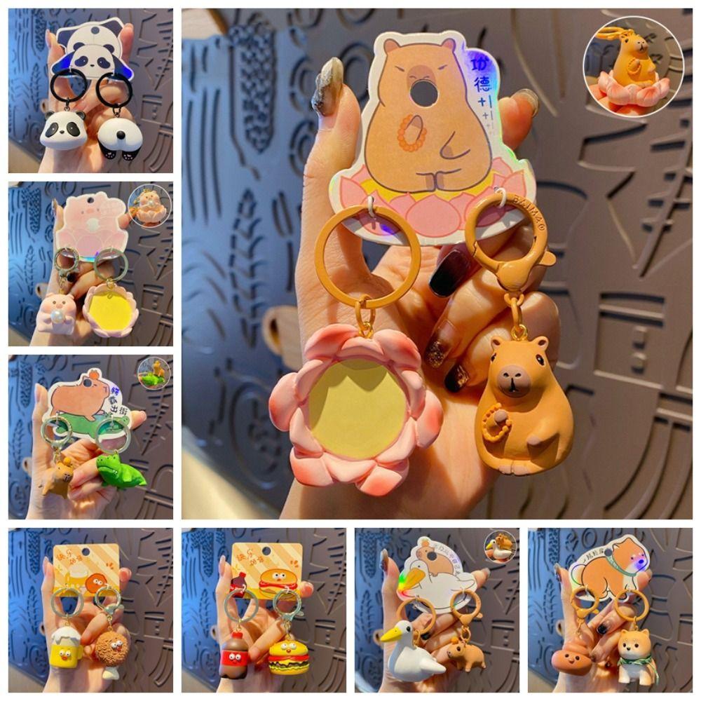 Capybara Magnetic Couple Keyring French Fries Resin Doll Keychain Couple's Button Key Chain  Women