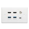 6 Port Wall Plate 2xHD Multimedia Interface 2xUSB3.0 1xType C 1xCat6 Ethernet Wall Plate for TV