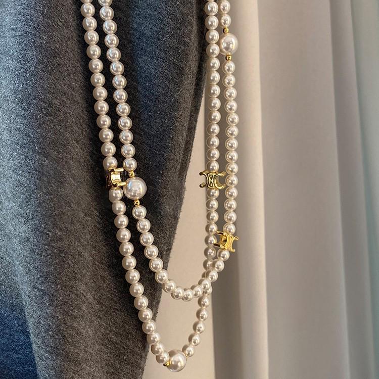 French Retro Pearl Beaded Adjustable Pendant Necklace