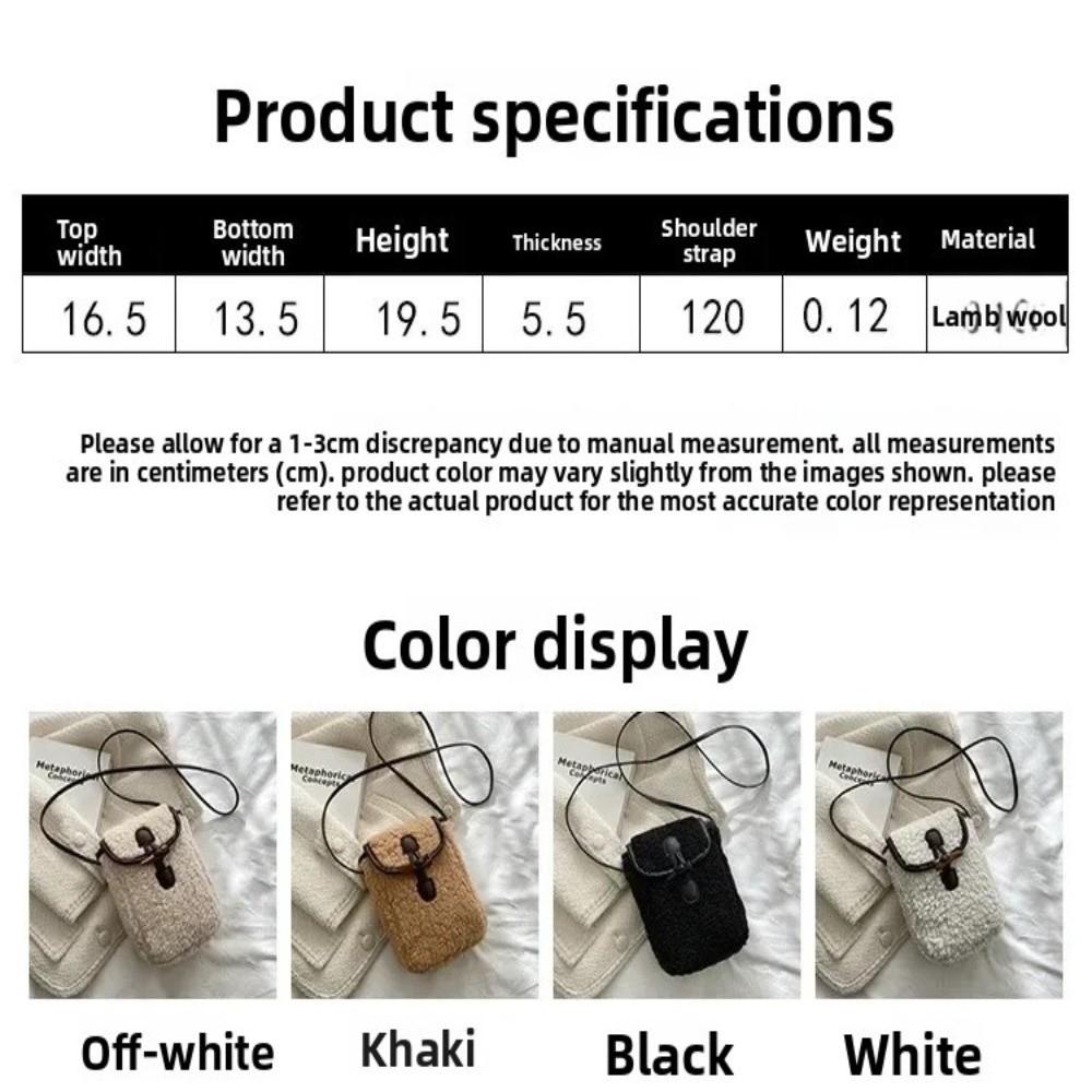 New Winter Lambswool Phone Bag Faux Fur Portable Shoulder Bags Sweet Lovely Square Purse Crossbody Bag