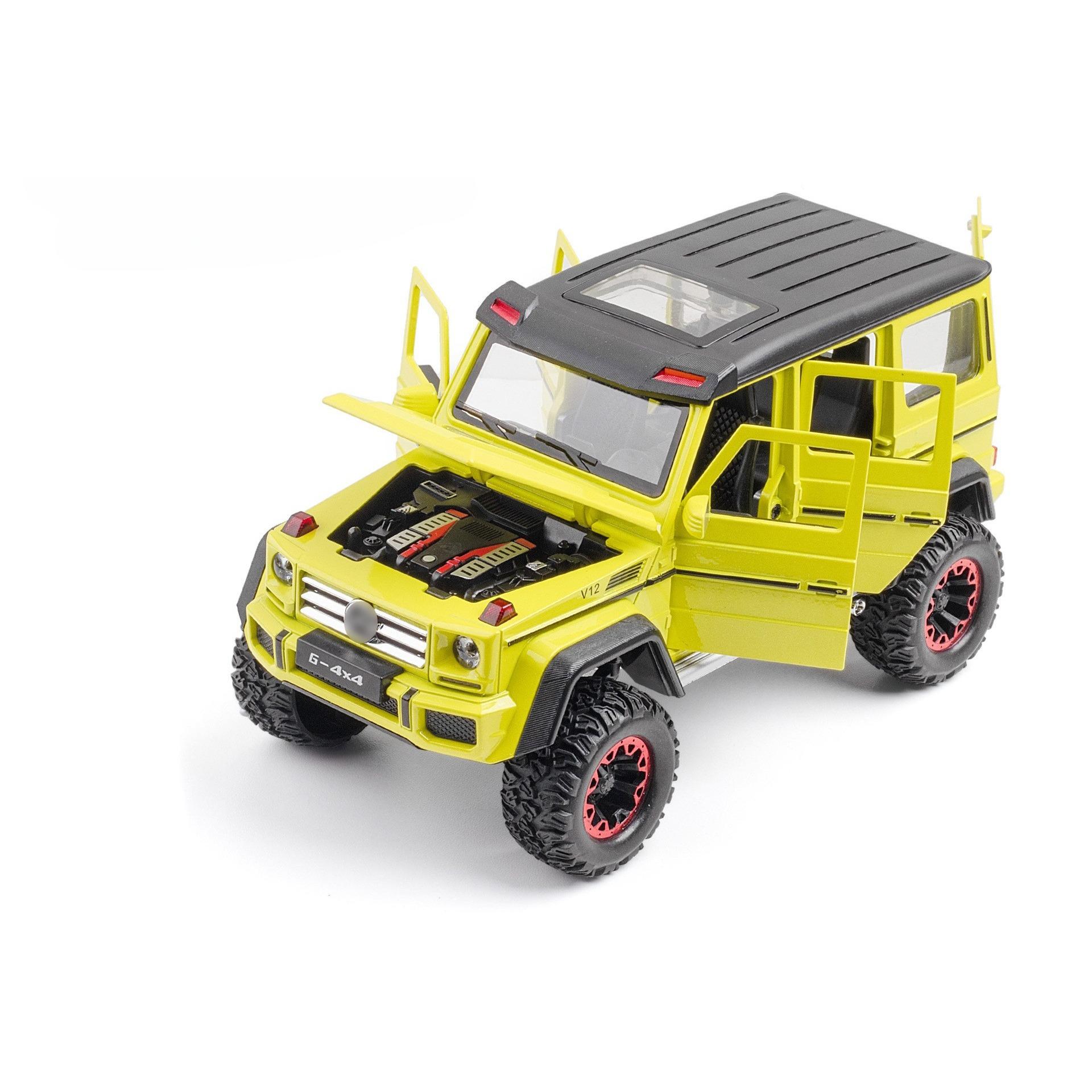 

1/24 BENZ G500 4x4 литые шины модель автомобиля литые металлические игрушечные внедорожники модель автомобиля высокая имитация звук и свет детские подарки жёлтый