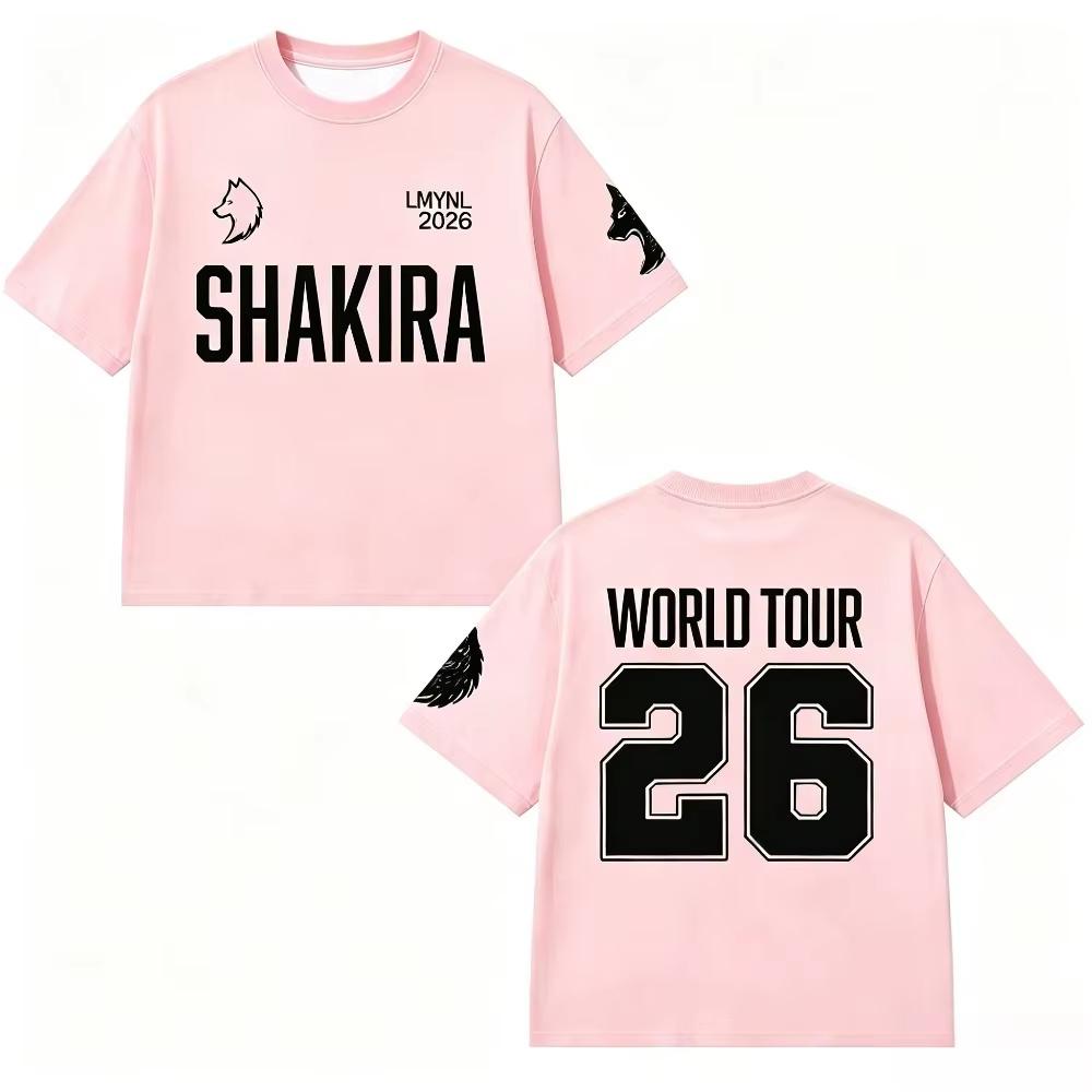 2026 Shakira Lmynl World Tour Printed Cotton T Shirt Unisex Men Women Kids Streetwear Casual Short Sleeve Tops 1pc