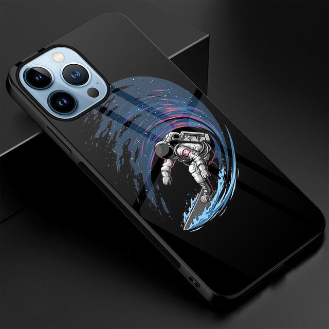 

Чехол для телефона Moon Astronaut для Iphone 14 13 12 Pro Max Mini Xs Xr X, чехол из закаленного стекла для Iphone 7 8 6s Plus Se 2022 11 Fundas For iphone 11 Pro