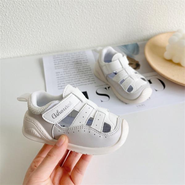 

New Summer Baby Shoes Leather Cut-outs Girls Sandals Soft Sole Closed Toe Little Kids Shoes Fashion Toddler Sandals 22