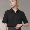 Melting Brown Women S Short Sleeve Shirt Semi looSe Fit Hidden Button blouSe