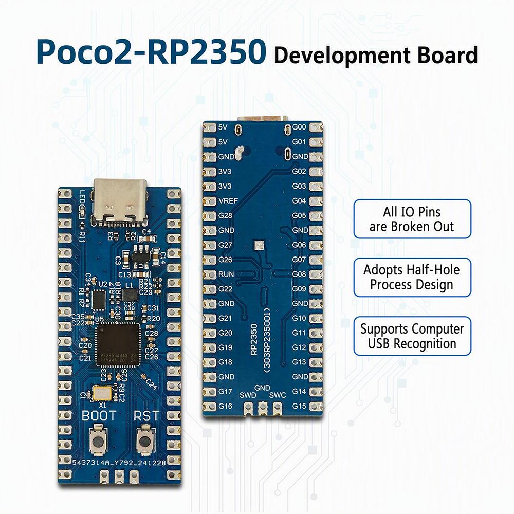 RP2350A Mini Development Board Type C Drag Drop Firmware Download Dual RISC-V ARM Cores For Robot Wearable Controller
