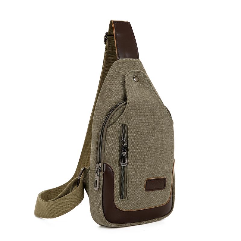 Men's Korean-Style Canvas Crossbody Chest Bag - Trendy Casual Small Shoulder Backpack