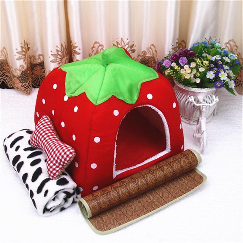 Pet Bed Tent: Mongolian Yurt Strawberry Design for Dogs and Cats