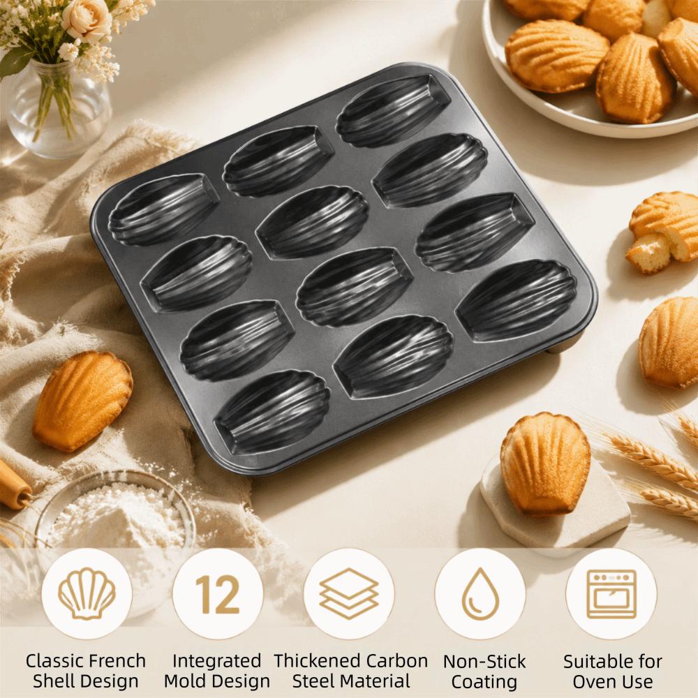 12 Hole Cake Mold Carbon Steel Baking Tray Sturdy Cupcake Mold Baking Tool