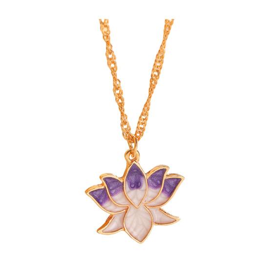 Lotus Pendant Necklace Enamel Lotus Flower Necklace Oriental Style Elegant Twist Chain Necklace Jewelry Gift for Women And Girls