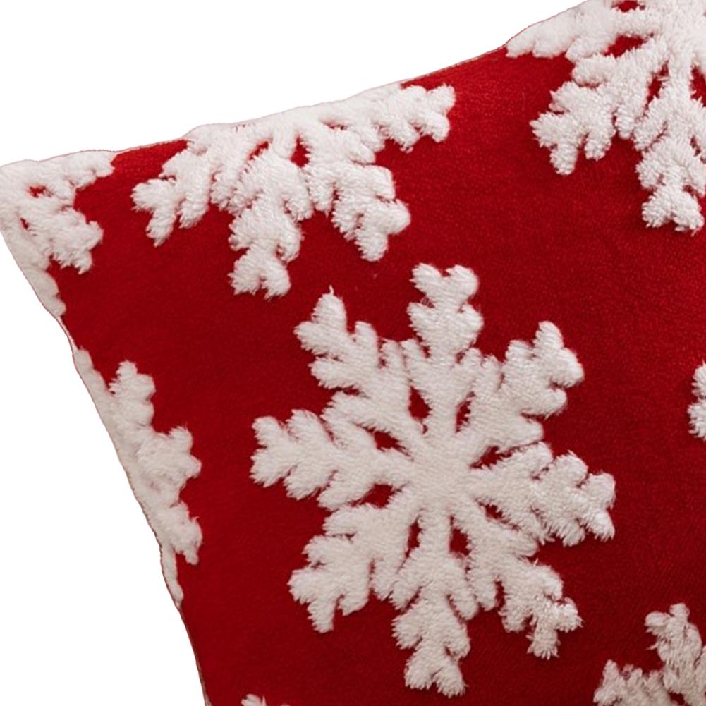 Christmas Cushion Cover Festival Pillow Case for Sofa Decor (Red Big Snowflake)