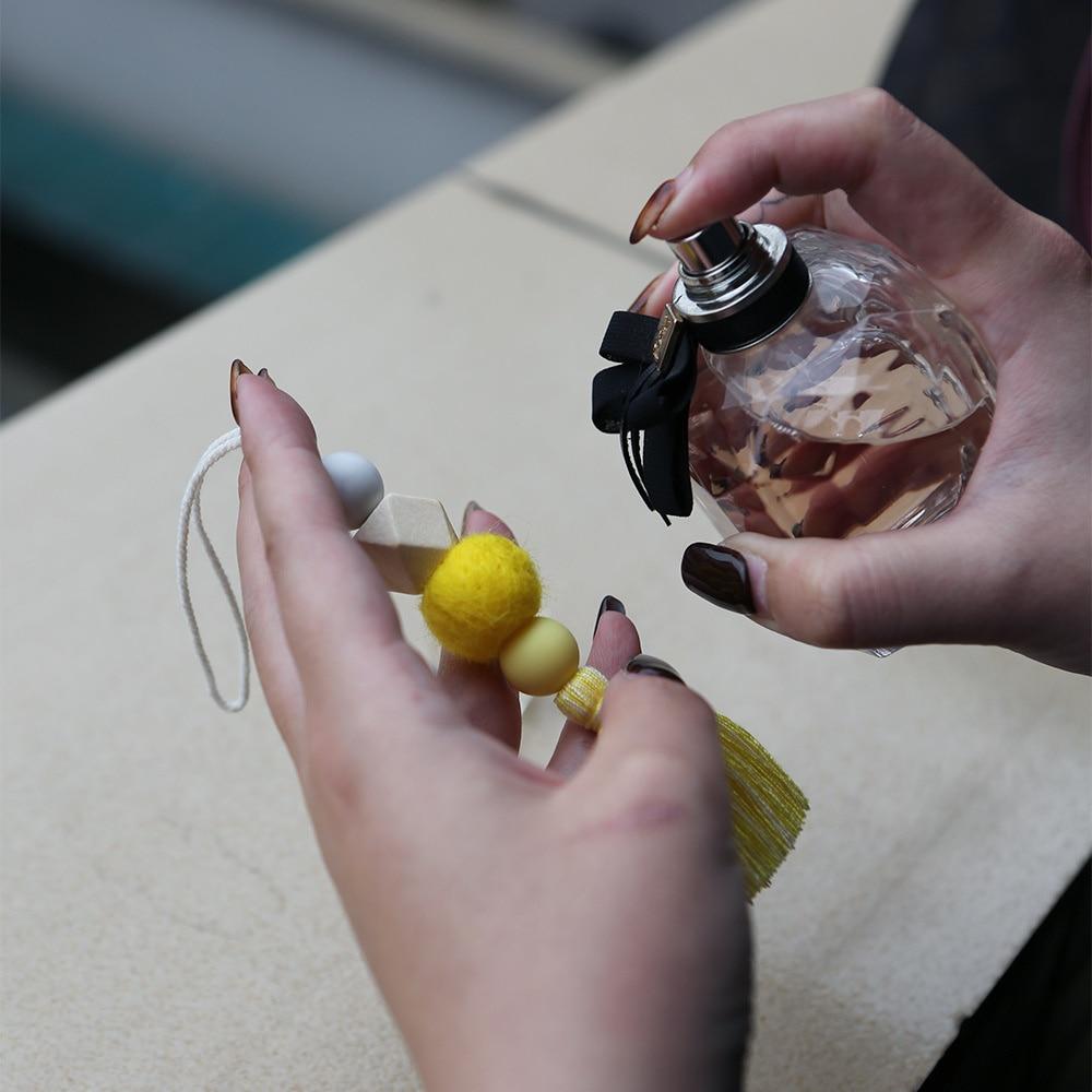 Aromatherapy Auto Rear View Mirror Pendants Tassel Natural Wood Silicone Felt Beads Car Hanging Ornaments Perfume Diffuser
